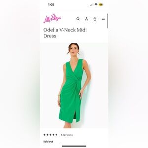 NWT Lilly Pulitzer Odella V-Neck Midi Dress in Brazilian Green